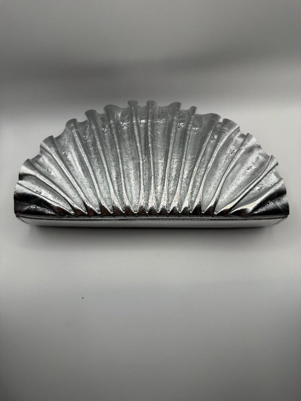 Cult Gaia silver fan clutch new scratch on bottom